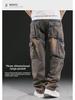 Men's American-Style Multi-Pocket Wide-Leg Loose Workwear Jeans, Large Size