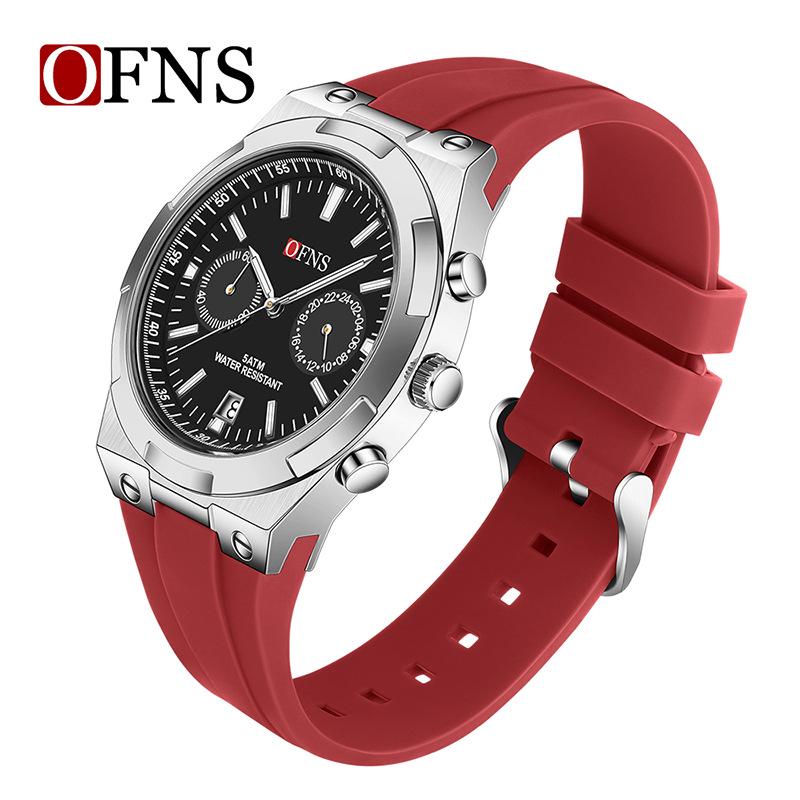 OFNS Men's Fashion Quartz Watch: Youthful Design with Calendar, Waterproof, Multi-Functional Wristwatch