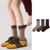 3 Pairs Fashion Cotton Socks Breathable Moisture Wicking Elastic Mid Calf Socks for Women
