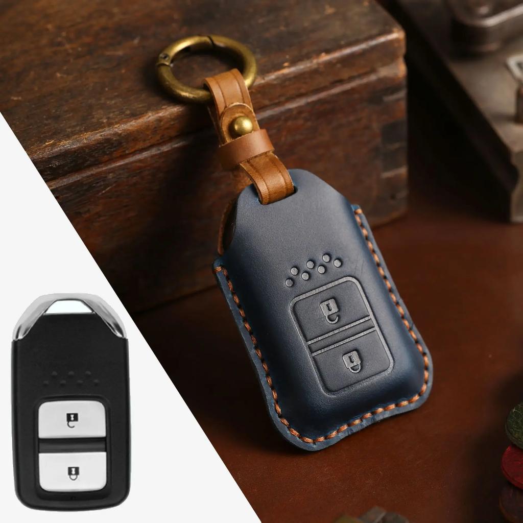 Leather Car Key Case Cover Fob Protector for Honda City Turbo Crider XRV 10th Civic Accord Keychain Holder Keyring Accessories