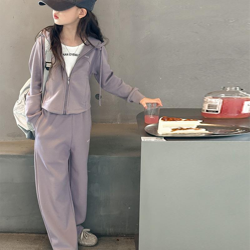 "Vestes de sport décontractées pour filles et ensembles deux pièces - Collection Printemps/Automne pour grands enfants"