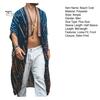 Men Beach Coat Retro Style Mid-Length Loose Fit Printing Sun Protection Jacket Open Front Long Outwear