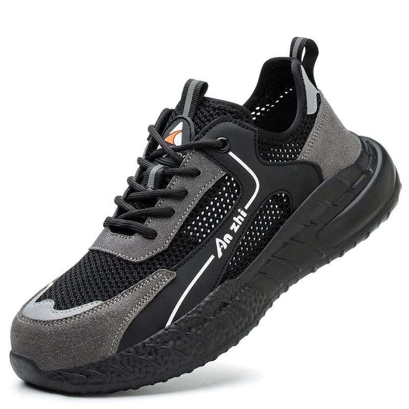 

Новая мода 2024, летняя мужская защитная обувь с изоляцией 6 кВ, дышащая защитная рабочая обувь, кроссовки, легкая мужская обувь 37 чёрный