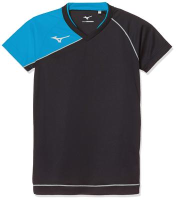 Mizuno Volleyball Game Shirt, V2MA8001, for Juniors, Club Activities, and Practice, Black X Diva Blue, Size 150 (Equivalent To Japanese Size 150)