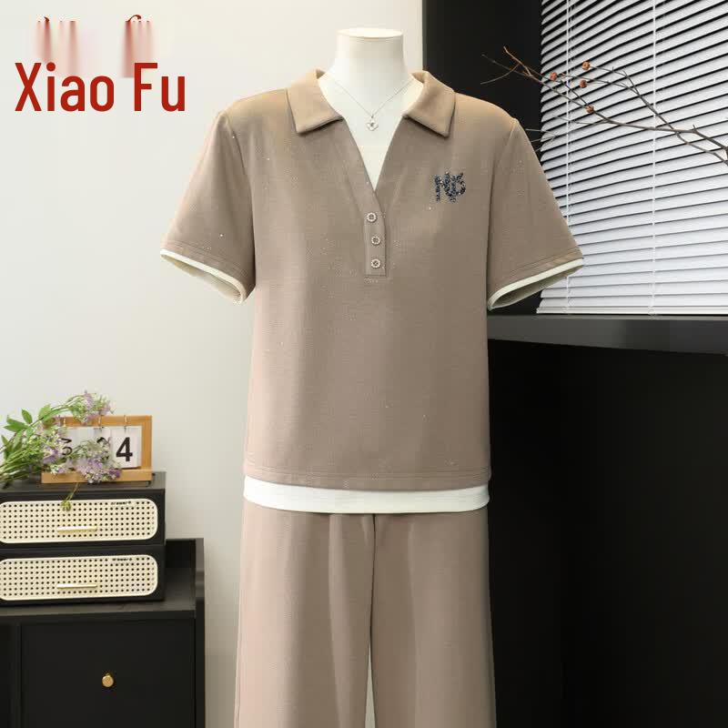 

Women s Summer Embroidered T-Shirt & Casual Pants Two-Piece Set 3XL