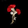 Luxury Red Flower Brooches For Women Unique Floral Pins Casual Party Jewelry Decor Accessories New Fashion Mother's Day Gifts