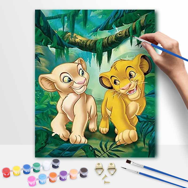 Disney The Lion King Simba Nala digital oil painting art kit DIY handmade home decoration gift 20x30cm