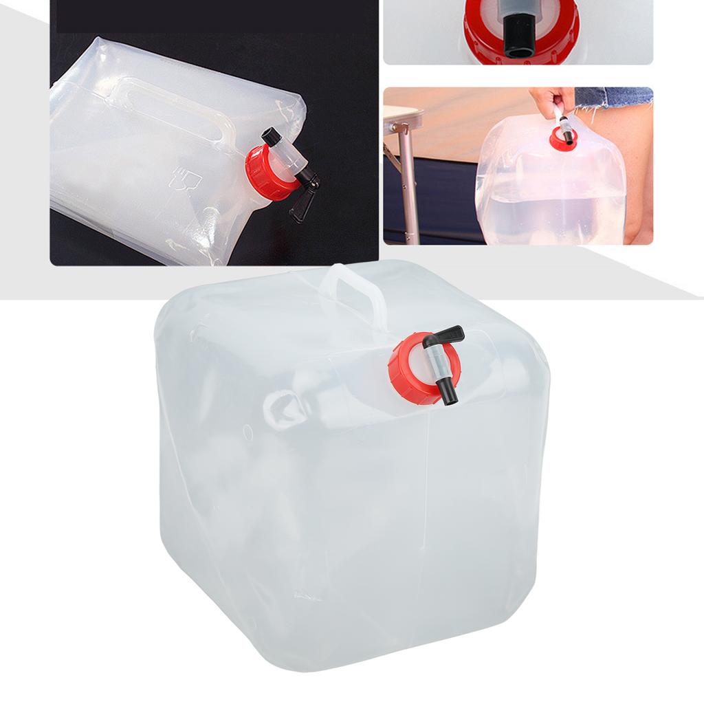 Collapsible Water Canister Portable Plastic Foldable Drinking Water Container with Tap Screw Cap for Travel Kitchen 10L