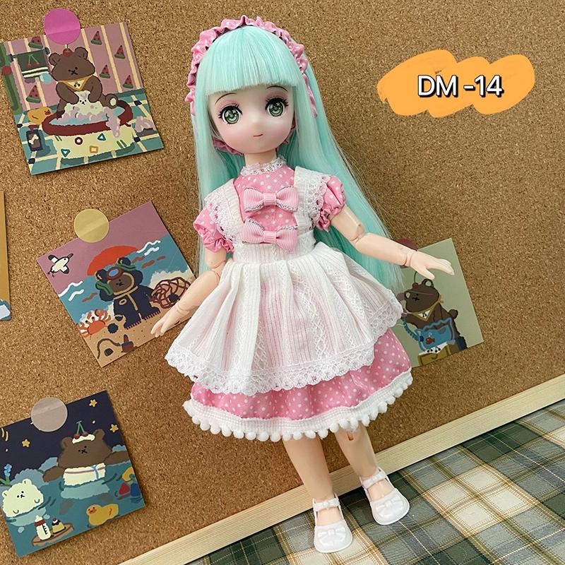 Bjd Dukker 30cm Anime Dukke Fullt Sett 1/6 Bjd 23 Ledd Bevegelig Kropp Med Skjørt Hatt Hodeplagg Jenter Kle På DIY Leker Reborn Kawaii