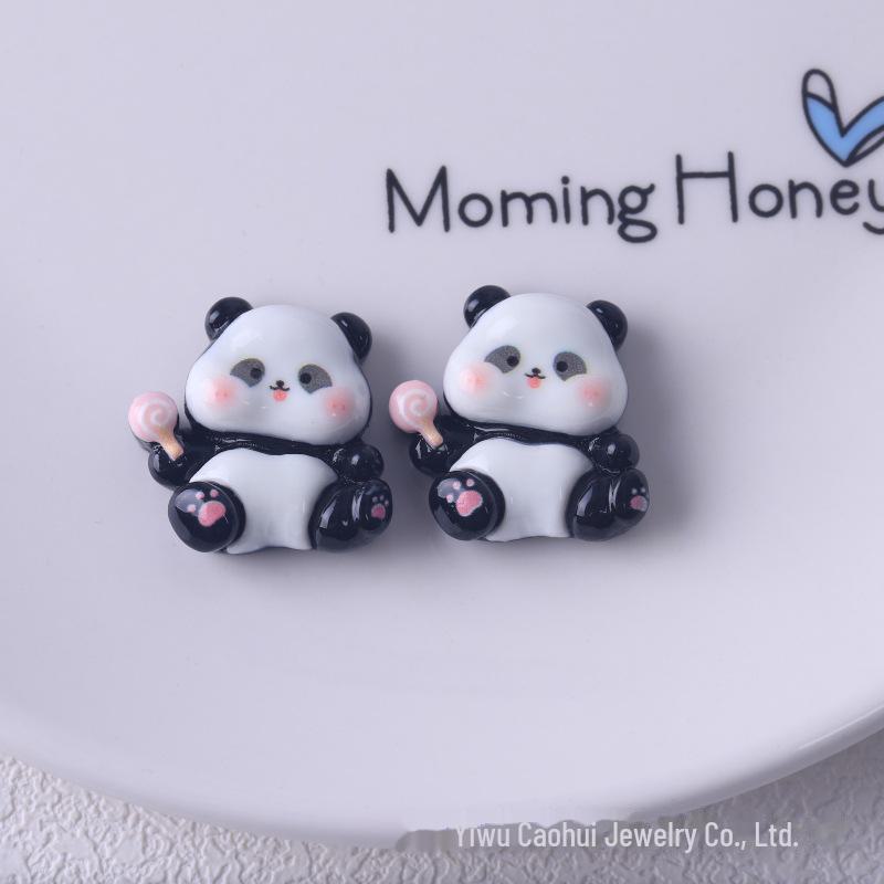 Cute Cartoon Panda Resin Jewelry & DIY Decor: Cream Glue, Keychain, Pendant, Shoe Buckle.