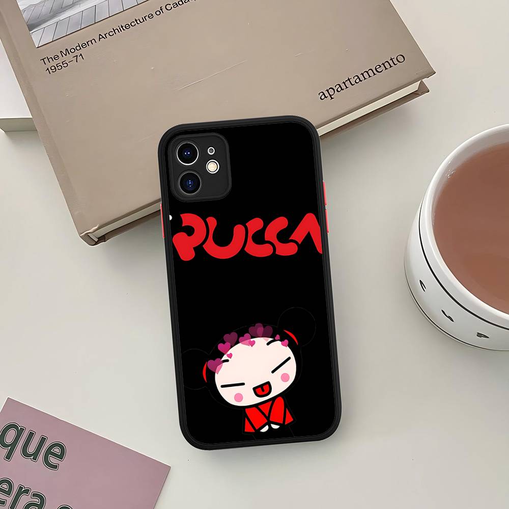 Cartoon Cute Pucca Silicone Case For IPhone 16 15 14 13 12 11 Pro Max Plus X XS MAX Shockproof Matte Cover