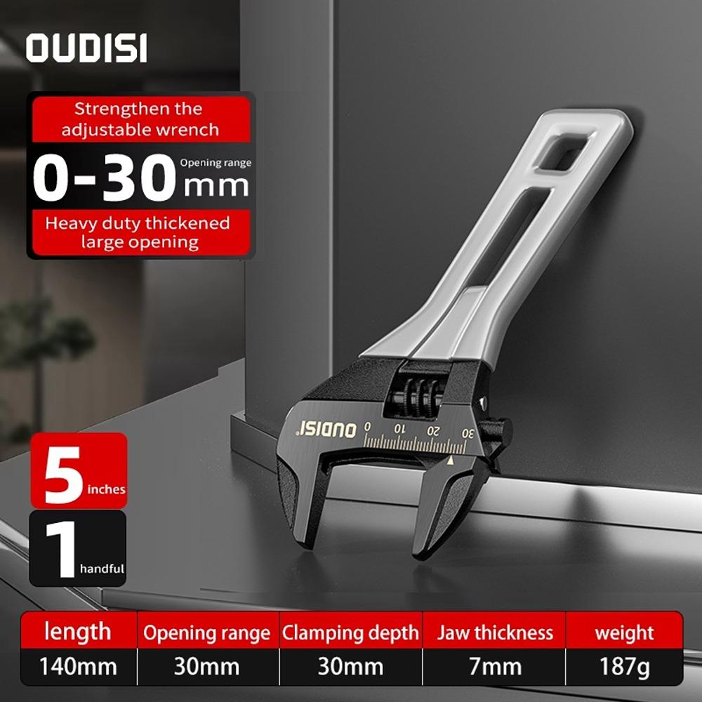1Pcs Durable 5/6/8 Inch Universal Spanner Steel Mini Adjustable Wrench Large Open 0-45mm Short Handle Tool For Bathroom Pipes