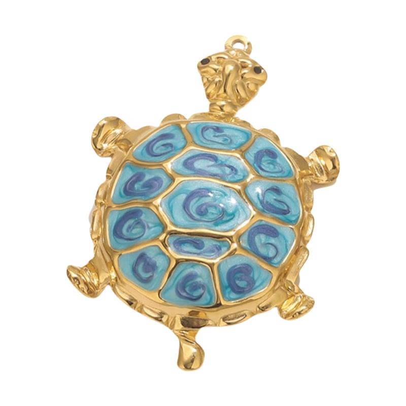 Sea Turtles Pendant Charm For Necklace Crafting Stainless Steel Tortoise Pendant Animal Charm Jewelry Accessory