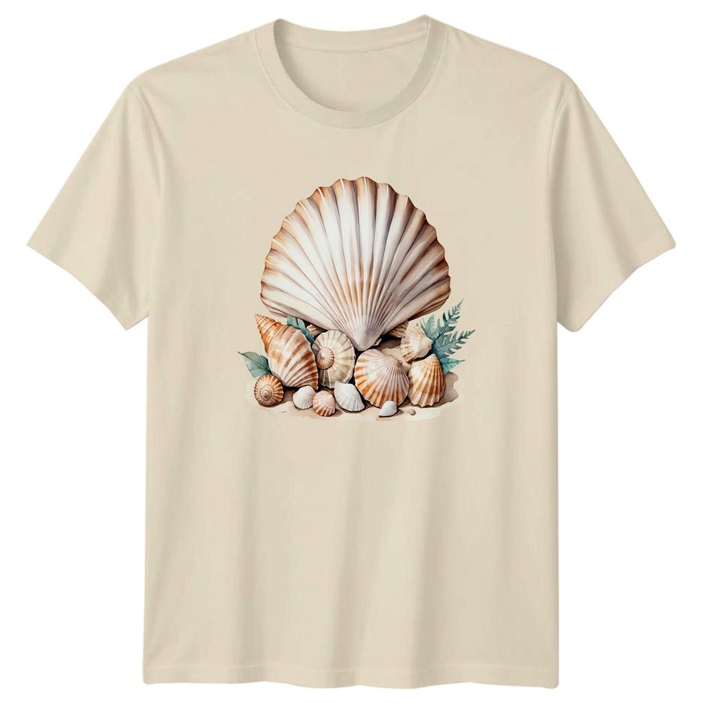 Seashells Ocean Nature Watercolor Unisex Unisex Graphic T Shirt Beach Coastal Tee