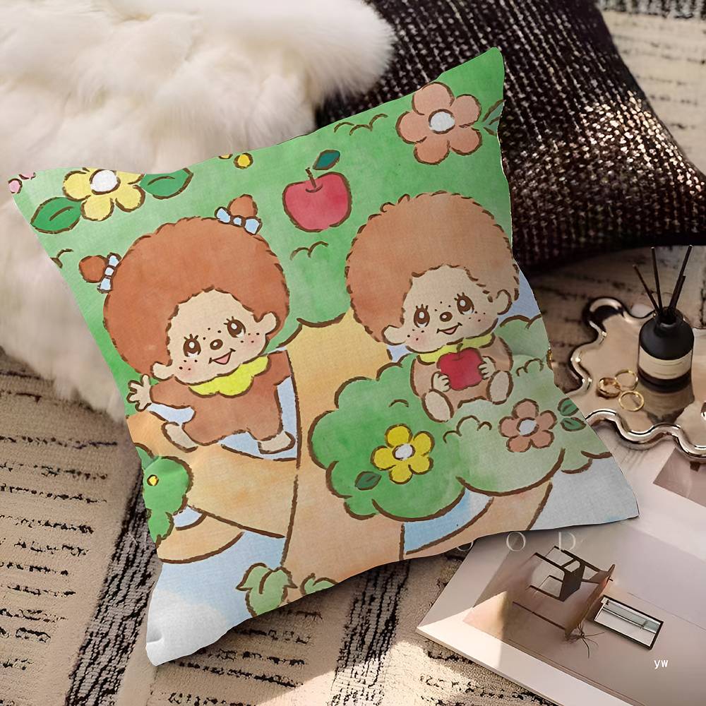 Cute M-monchhichis-s Cushion Cover Pillowcase Upholstery Sofa Throw Pillow Home Decor Pillowcas