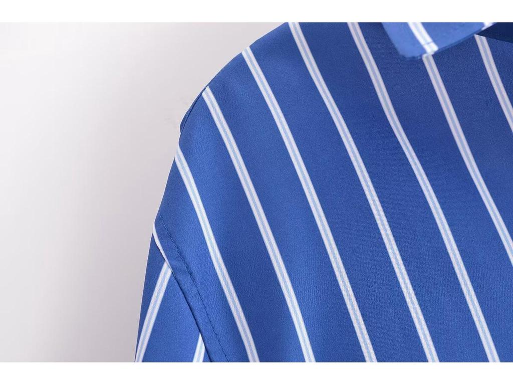 2024 Winter Women's European & American Batwing Sleeve Striped Shirt