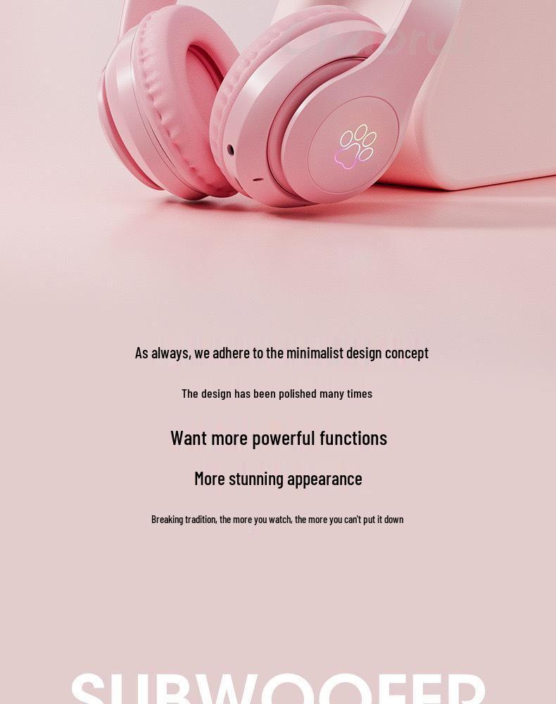 Popular Gradient Cat Ear Bluetooth Headphones, Cute & Trendy, with Long Battery Life for Wireless Sports & Gaming.