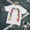 24 Fushen Dharma Buddha Head Stitching Large M Print Cotton Short Sleeve and WoRound Neck Letter T-shirt