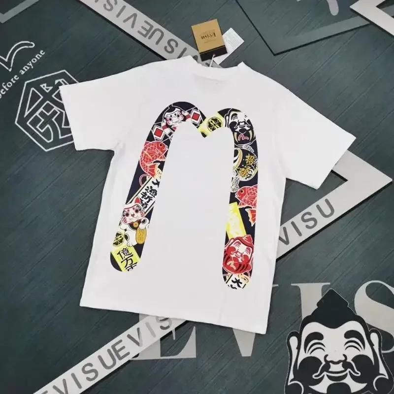 24 Fushen Dharma Buddha Head Stitching Large M Print Cotton Short Sleeve and WoRound Neck Letter T-shirt
