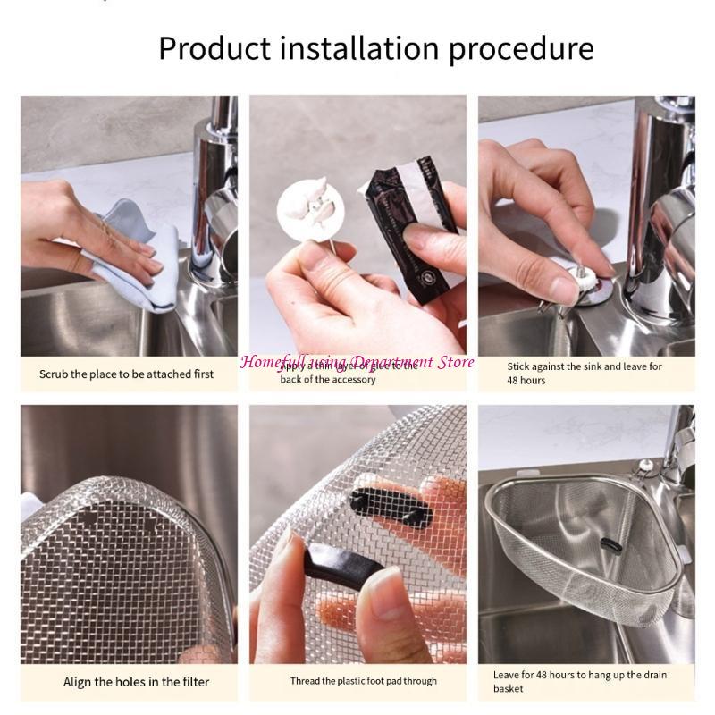 Platzsparender dreieckiger Spülbeckenkorb für Speisereste Sieb Küchenwerkzeug