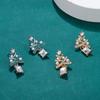 Glitter Rhinestone Stud Earring For Women Creative Christmas Tree Shaped Dangle Earring Exquisite Jewelry Accessory Xmas Gifts