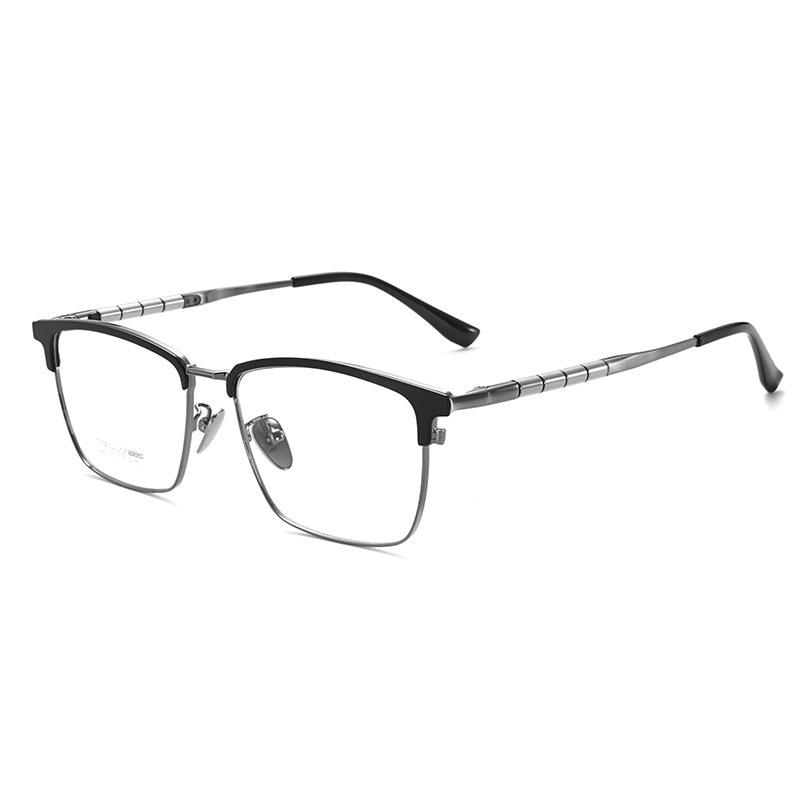 Men s Pure Titanium Browline Glasses Frame for Business Myopia - Model 9025