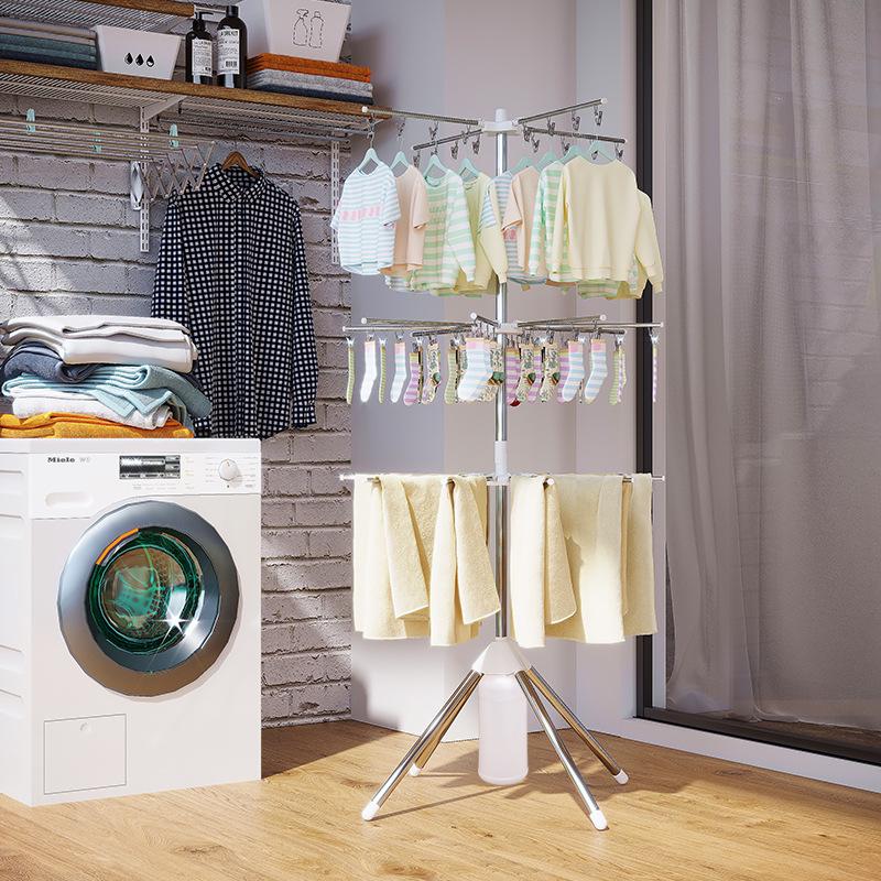 Stainless Steel Multi-functional Rotating Baby Clothes Drying Rack for Indoor/Outdoor Use