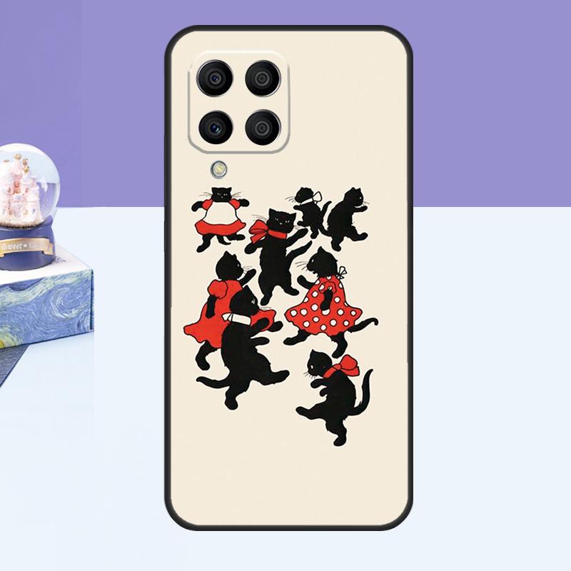 Black Cat Face Kitty Case For Samsung Galaxy M14 M54 M13 M23 M16 M11 M21 M31 M20 M34 M52 M32 M12 M36 M56 M15 M55
