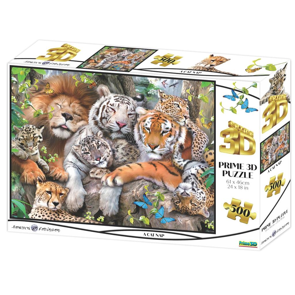 Yamasan Prime 3D Howard Robinson Lion and Tiger Friends 10001 Finished 61 x 46cm 500 Pieces Size /