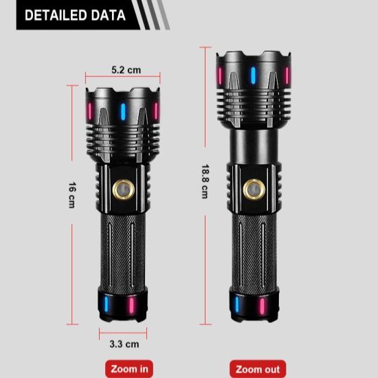 Strong Light LED Flashlight Long Shot 1500M Powerful Torch Light With Fluorescent Lights Zoomable Lantern Outdoor Camping Fishing Flashlights