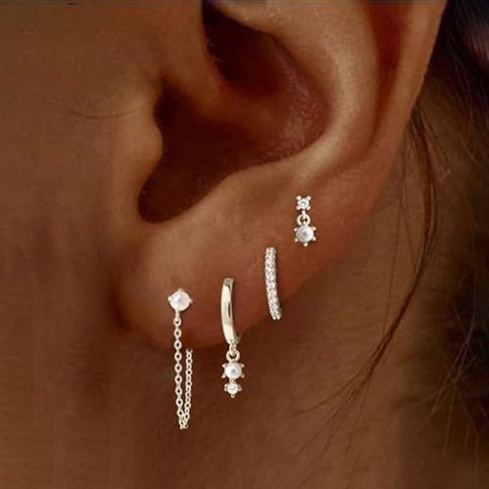 No Tarnish Pearl Drop Earrings Dainty Design Dangle Huggie Hoops  Fashion Accessory