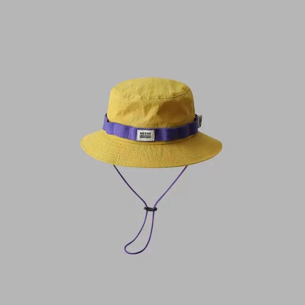 Outdoor Windproof Bucket Hat Adjustable Chin Strap Wide Brim Breathable Fishing Sun Hat Casual Travel Camping Fisherman Cap