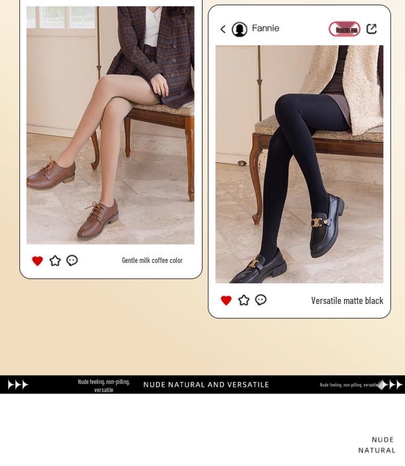 Flower Fairy Nude Feeling Fleece Lined Socks - Women's Warm, Slimming Tights for Autumn and Winter