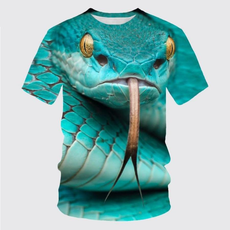 Men's T-Shirt Quick Drying Tops Summer Fashion Street Short Sleeve Tee Shirts Snake 3D Graphic Print Tees Oversized Male Clothing