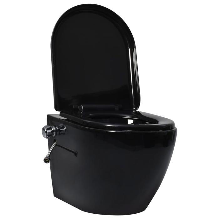 VidaXL Toilette murale sans bord à fonction de bidet Céramique Noir
