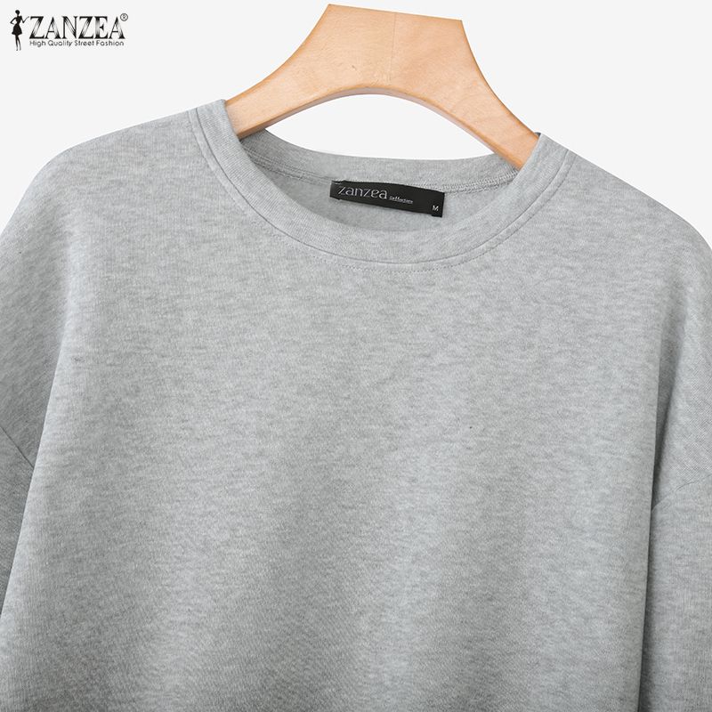 ZANZEA Damen Lässig Rundhals Langarm Herbst Dünne Sweatshirt-Tops