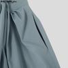 INCERUN Men Irregular Ruffled Elastic Waist Long Loose Casual Trousers Pants