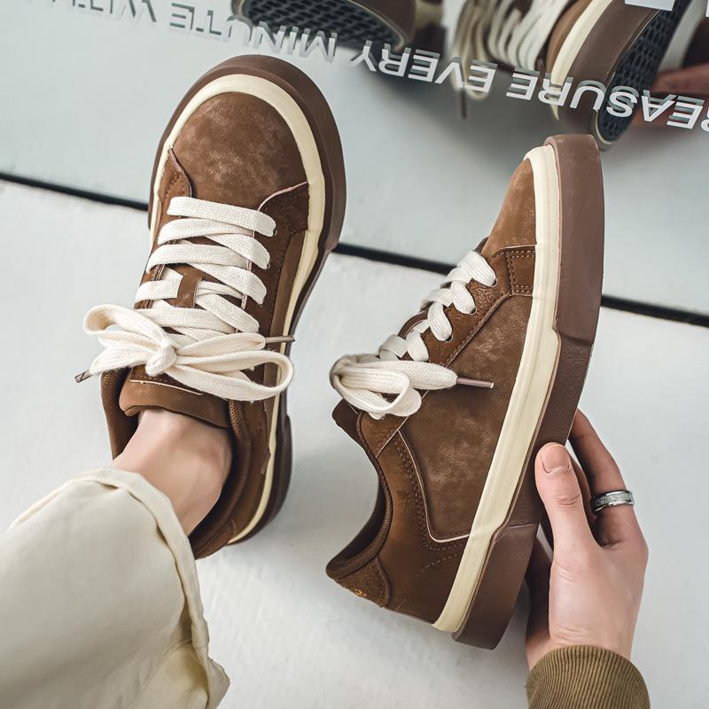 

Кеды мужские обувь нишевый трендовый дизайн ретро кожаная поверхность гонконгский стиль синий модный универсальный зеленый новая повседневная обувь 44