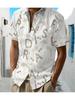 Fashion Hawaiian Men's Casual Letter Print Shirt, Regular Fit Collar, Button Front, Outdoor Travel Wear