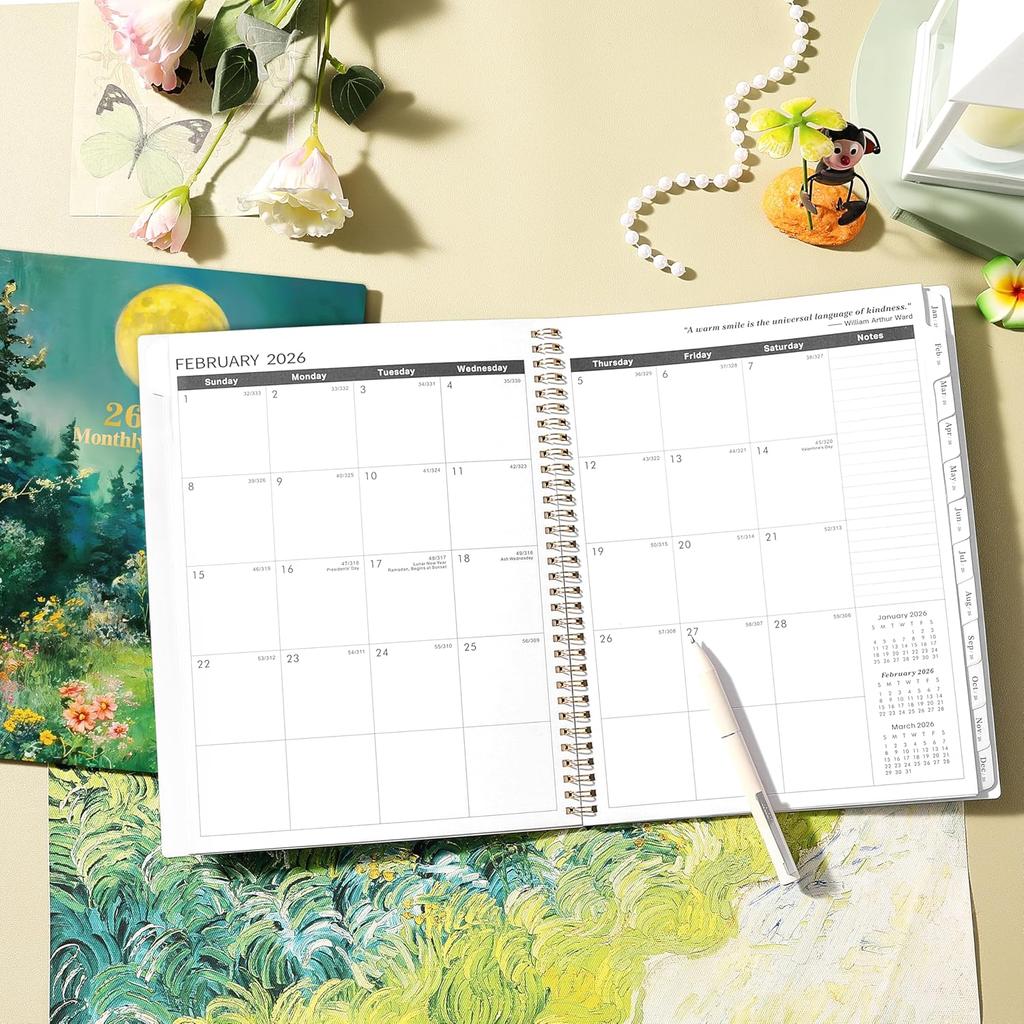 2026-2027 Monthly Planner - 2026-2027 Planner, Jan. 2026 - Dec. 2027, Monthly Planners 2026 with Tabs, 9" x 11", Twin-wire Binding, Back Pocket, Note