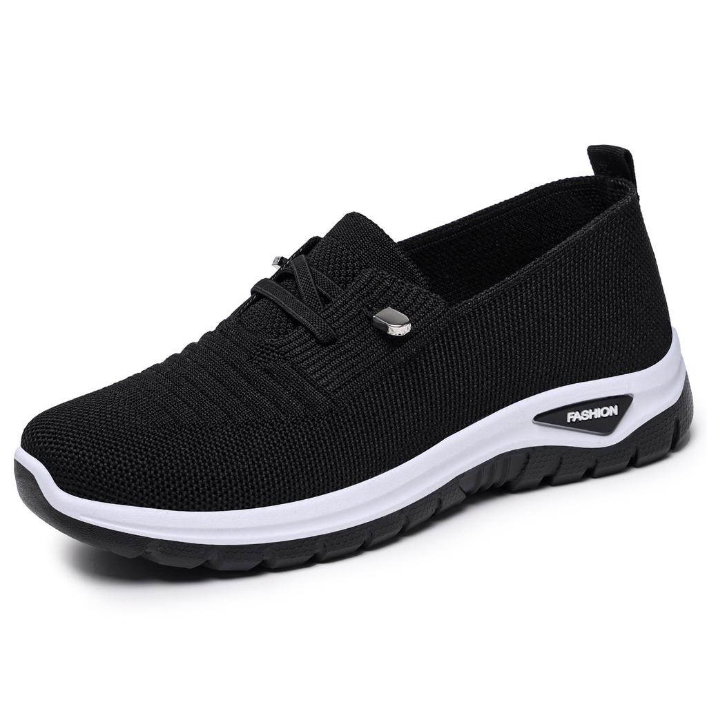 Schuhe Damenschuhe neue Freizeitschuhe fliegendes Gewebe atmungsaktiv Mutterschuhe leichter Mund leichtgewichtige Einzelschuhe Netzschuhe