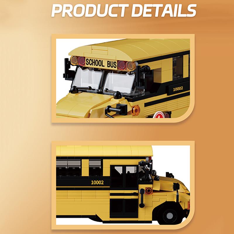 Non-Toxic 788Pcs School Bus Building Blocks Classic Yellow American School Bus Model Bricks Desktop Ornament Kids Educational Diy Toy Gift
