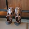 Girl Sandals Summer New Leather Cut-outs Children Solid Color Flat Shoes Fashion Kids Boy Causal Beach School Sandals Soft Soled
