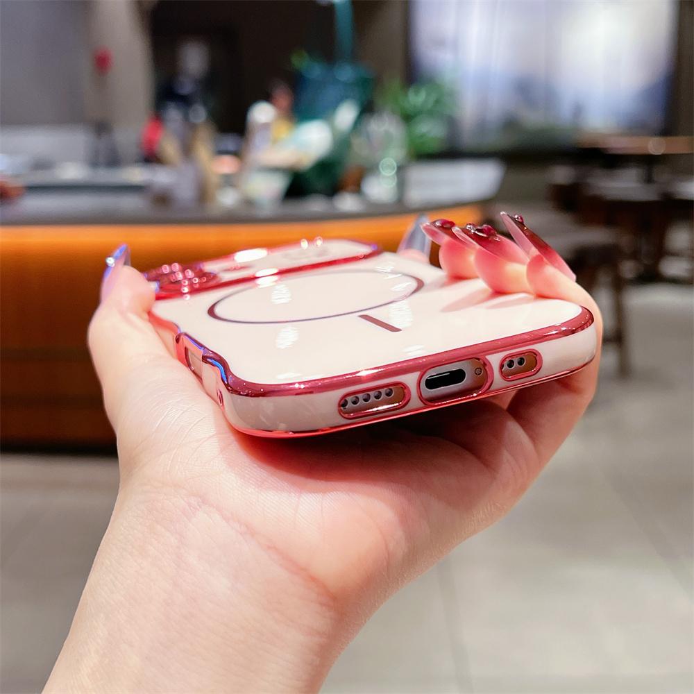 Fashion Wave Heart Shape Electroplating Magsafe Case for iPhone 16 Pro Max 16E 15 14 13 12 11 Magnetic Wirelesss Charge Cover