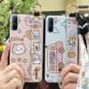 Phone Holder Fashion Design Phone Case For OPPO Realme C3/C3i/Narz N10A Wrist Strap Cute Kickstand Anti-knock Silicone
