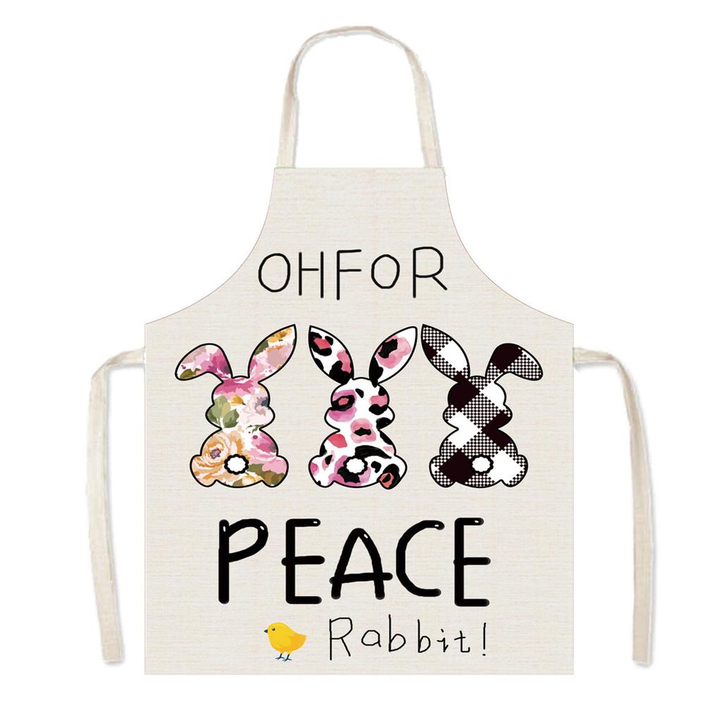 Easter Pattern Kitchen Apron for Women Men Home Cooking Sleeveless Aprons Gnome Rabbit Print Bibs Baking Accessories