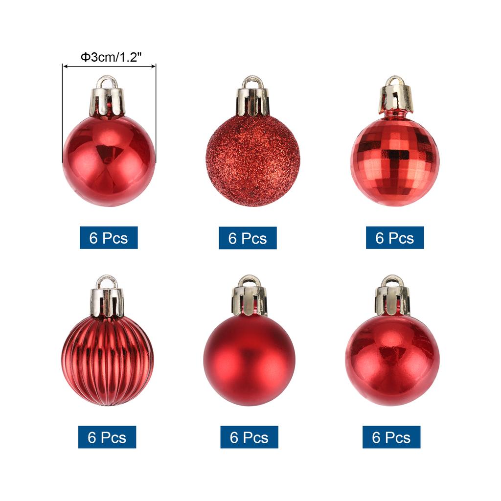 36 Stück Weihnachtskugel-Ornamente Weihnachtsbaumschmuck Kugeln 1,2"/30MM für Partydekoration Hochzeit Feiertag Weihnachtsdeko