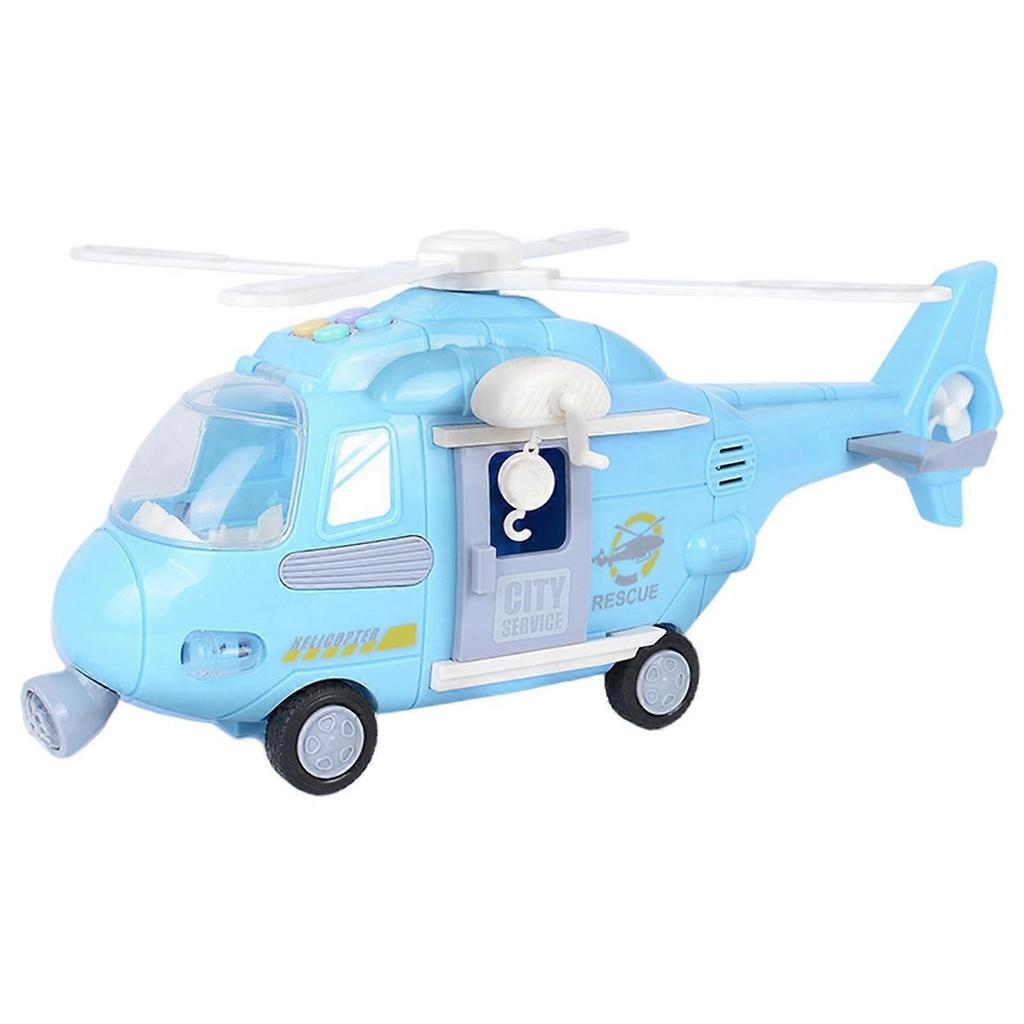Simulation Helicopter Die Cast Playset Planes Toy for Early Learning Age 3+ Light Blue