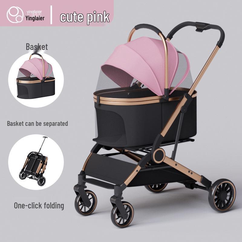Lightweight Foldable Pet Stroller for Small Dogs & Cats