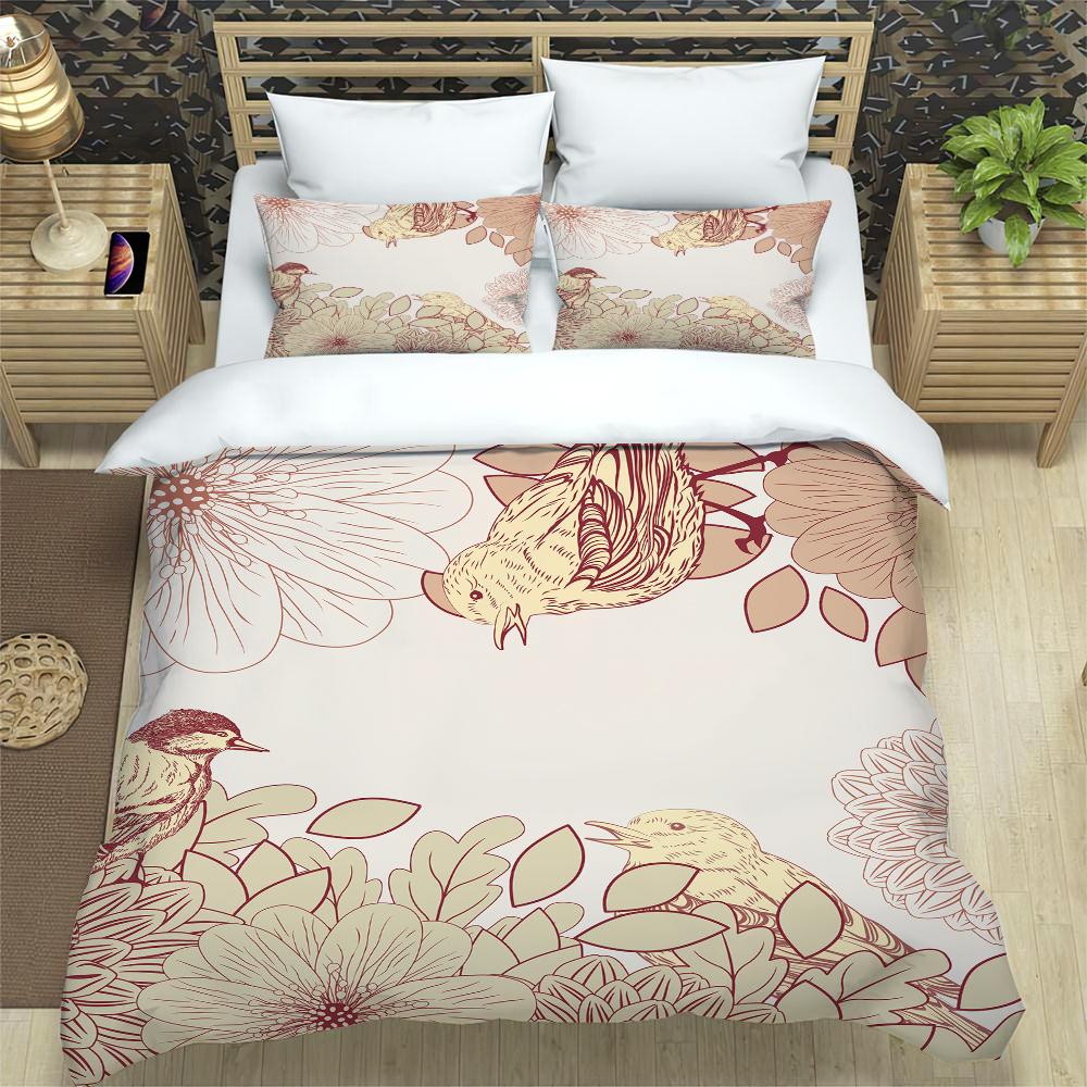 

Цветы Тукан Король Королева Пододеяльник Женский Винтажный Цветочный Постельный Комплект Синий Растение Чехол для Одеяла 2/3 шт. Полиэстер Чехол для Одеяла EU single(135x200cm)